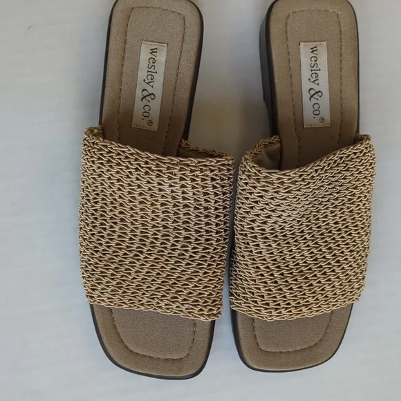 Wesley & Co. Neutral Slide Summer Sandal 6 Tan Brown - Picture 4 of 15